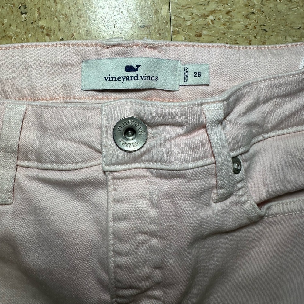 Vineyard Vines Womens Light Pink Pastel High Rise Skinny‎ Jeans Whale Logo Sz 26